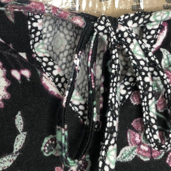 Style & Co Womens Floral Peasant Top Plus Size 0X Black Green Purple Keyhole - Picture 6 of 10